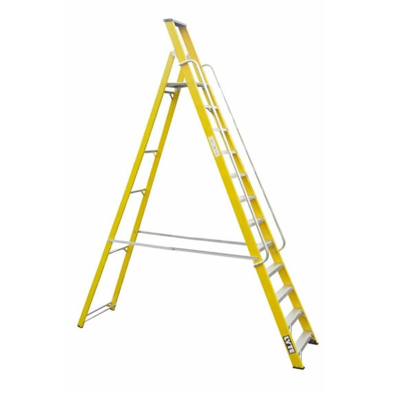 Lyte NGFBP12 Heavy Duty Fibreglass Platform Stepladder with Tool Tray (12 Tread - 2.56m)