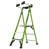 Little Giant Fortress 3-Tread Fibreglass GRP Platform Stepladder with Guardrail & Tool Tray (0.8m Platform)