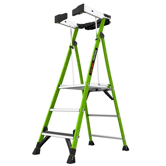 Little Giant Fortress 3-Tread Fibreglass GRP Platform Stepladder with Guardrail & Tool Tray (0.8m Platform)