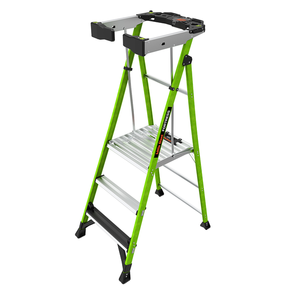 Little Giant Fortress 3-Tread Fibreglass GRP Platform Stepladder with Guardrail & Tool Tray (0.8m Platform)