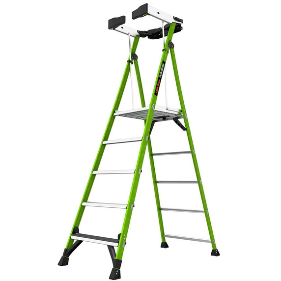 Little Giant Fortress 5-Tread Fibreglass GRP Platform Stepladder with Guardrail & Tool Tray (1.38m Platform)