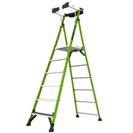 Little Giant Fortress 6-Tread Fibreglass GRP Platform Stepladder with Guardrail & Tool Tray (1.68m Platform)
