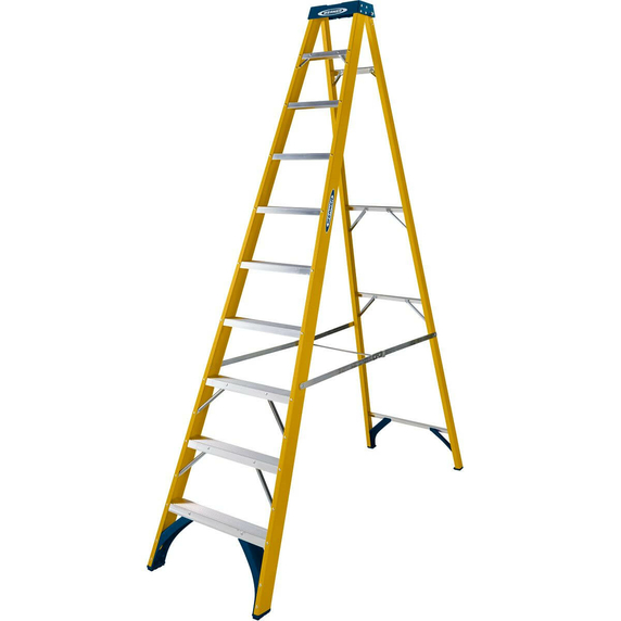 Werner Fibreglass Swingback Stepladder - 10 Tread