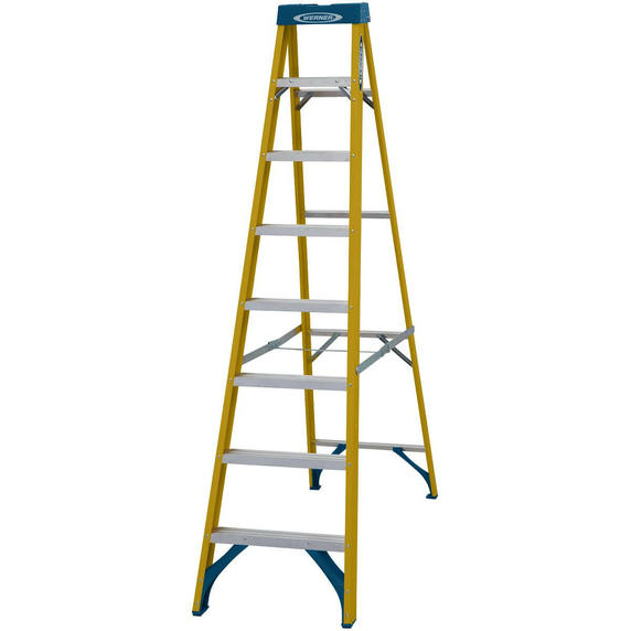 Werner Fibreglass Swingback Stepladder - 8 Tread