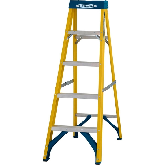 Werner Fibreglass Swingback Stepladder - 5 Tread