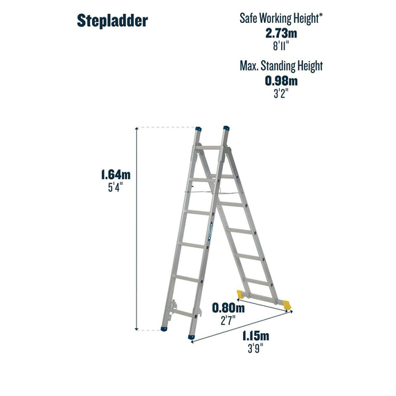 Werner 3 in 1 Combination Ladder (2x6 Rung - 2.4m Extended Length)