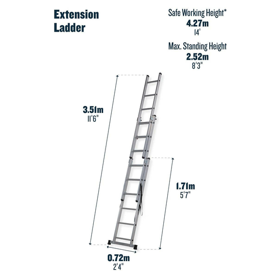 Werner 4 in 1 Combination Ladder (3x6 Rung - 3.5m Extended Length)