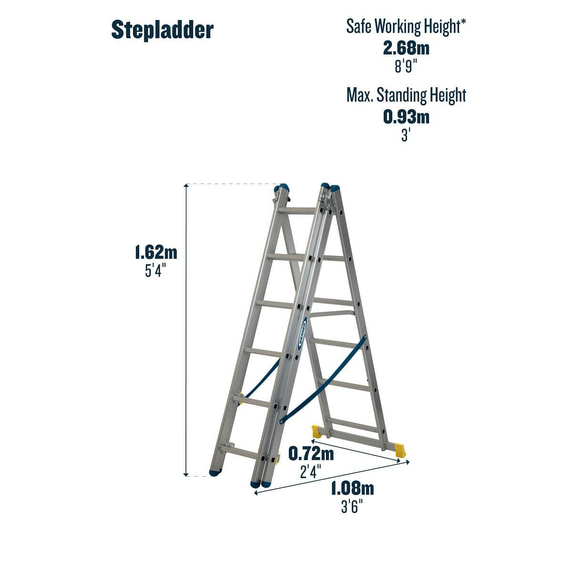 Werner 4 in 1 Combination Ladder (3x6 Rung - 3.5m Extended Length)