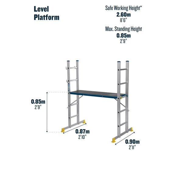 Werner 5 in 1 Combination Ladder with Work Platform (2x5 Rung - 2.48m Extended Length)