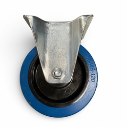 160mm Blue Elastic Rubber Fixed Castor - 250kg