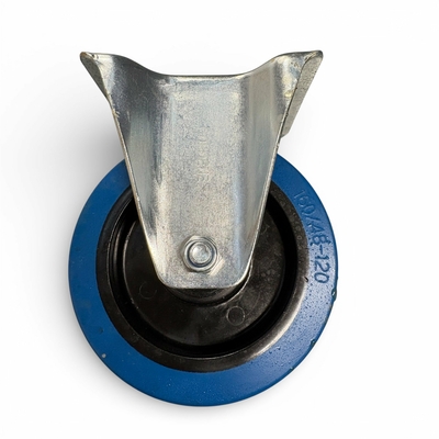 160mm Blue Elastic Rubber Fixed Castor - 250kg