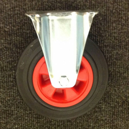 200mm Black Rubber Fixed Castor - 205kg