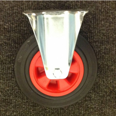 200mm Black Rubber Fixed Castor - 205kg