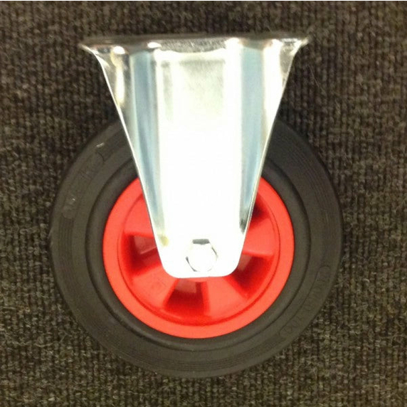 200mm Black Rubber Fixed Castor - 205kg