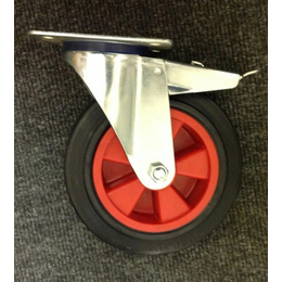 200mm Black Rubber Braked Swivel Castor - 205kg