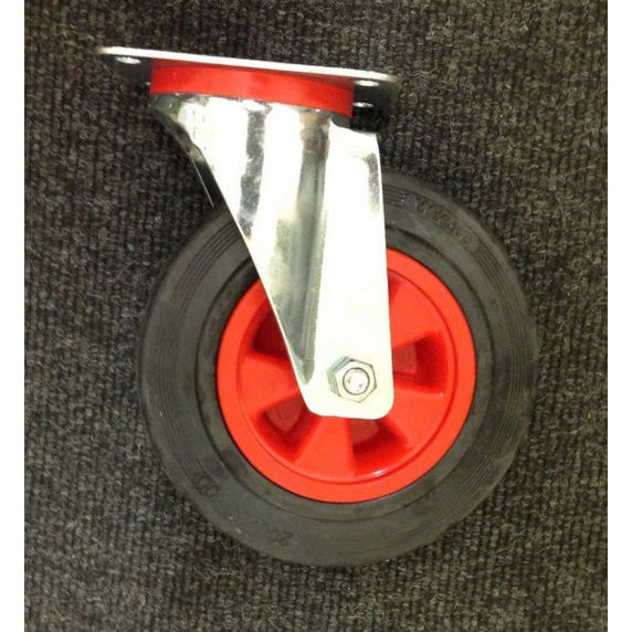 200mm Black Rubber Swivel Castor - 205kg