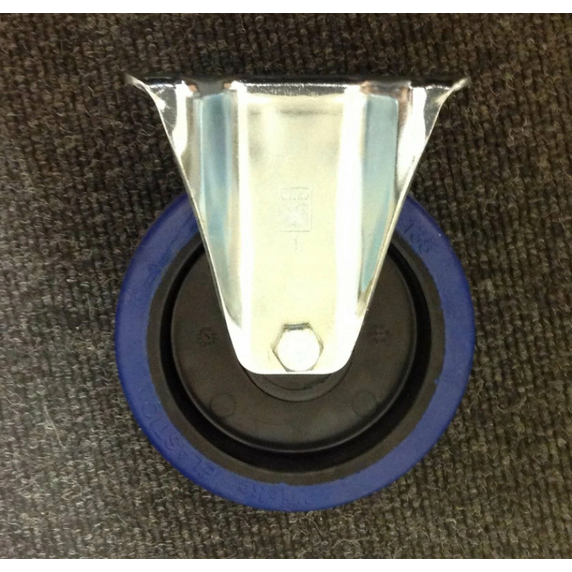 200mm Blue Elastic Rubber Fixed Castor - 300kg