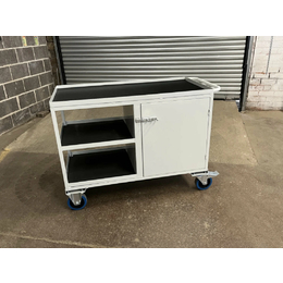 1200 x 600mm 3 Tier Mobile Workstation with Half Cabinet - 500kg