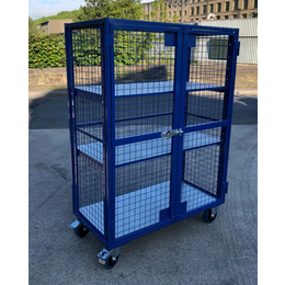 1220 x 600mm Lockable Cage Trolley with Adjustable Shelves - 500kg