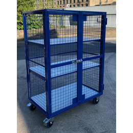 1220 x 700mm Lockable Cage Trolley with Adjustable Shelves - 500kg