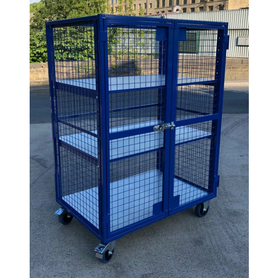 1220 x 800mm Lockable Cage Trolley with Adjustable Shelves - 500kg