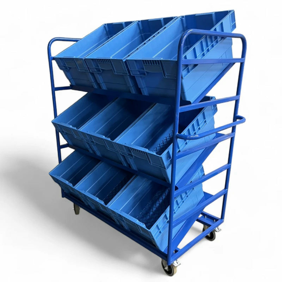 Angled Tote Picking Trolley for 6 or 9 Totes