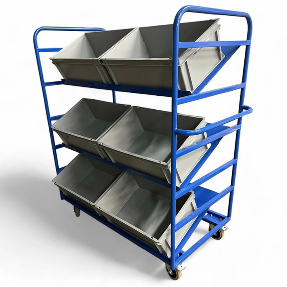 Angled Tote Picking Trolley for 6 or 9 Totes