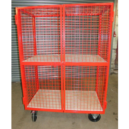 1220 x 700mm Lockable Cage Trolley with 2 Shelves - 500kg