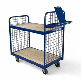 1000 x 600mm 2 Tier Order Picking Trolley with Mesh Sides - 200kg