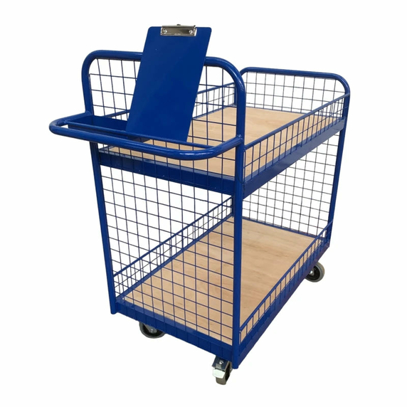 1000 x 600mm Order Picking Trolley with Mesh Sides & Lips - 200kg