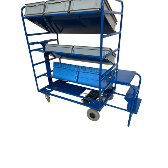 Powered Angled Tote Picking Trolley for 6 or 9 Totes