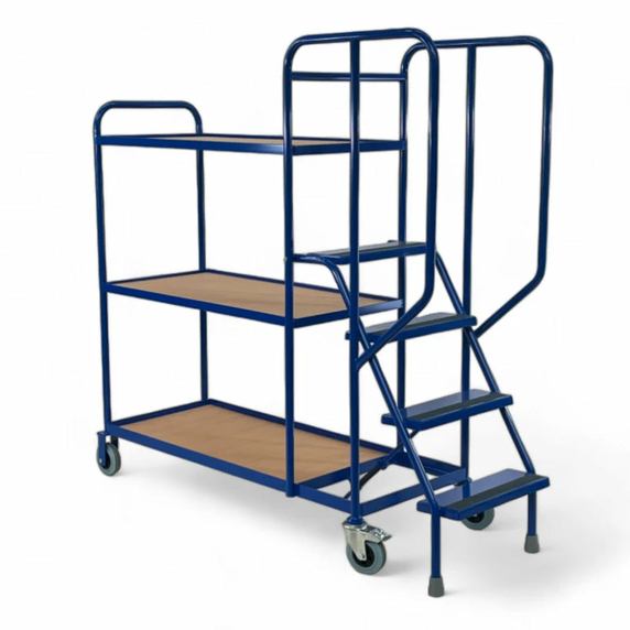 1000 x 500mm Picking Trolley with 4 Steps & 3 Shelves - 250kg