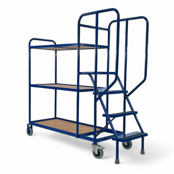 1000 x 500mm Picking Trolley with 4 Steps & 3 Shelves - 250kg