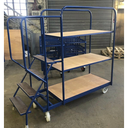 1220 x 600mm Heavy Duty Picking Trolley with 4 Steps & 4 Shelves - 500kg