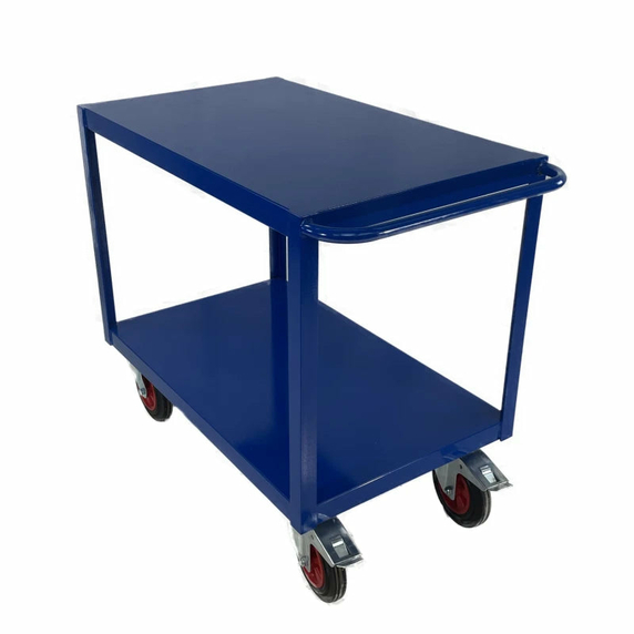 1000 x 600mm 2 Tier Shelf Trolley with Steel Shelves - 500kg