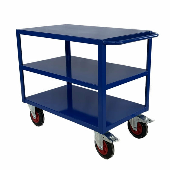 1000 x 600mm 3 Tier Shelf Trolley with Steel Shelves - 500kg