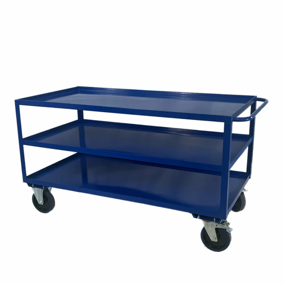 1600 x 800mm 3 Tier Shelf Trolley with Lipped Steel Shelves - 1000kg