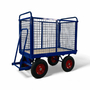 1220 x 700mm Pneumatic Turntable Truck with Mesh Sides - 500kg