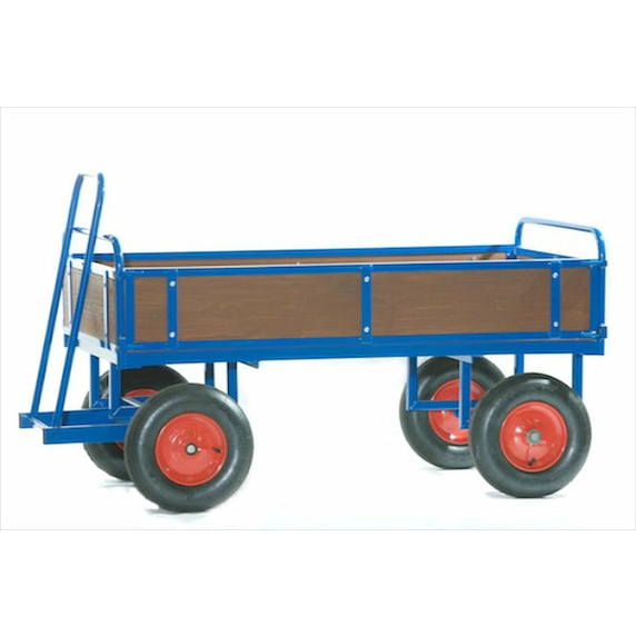 1500 x 800mm Pneumatic Turntable Truck with Timber Sides - 500kg