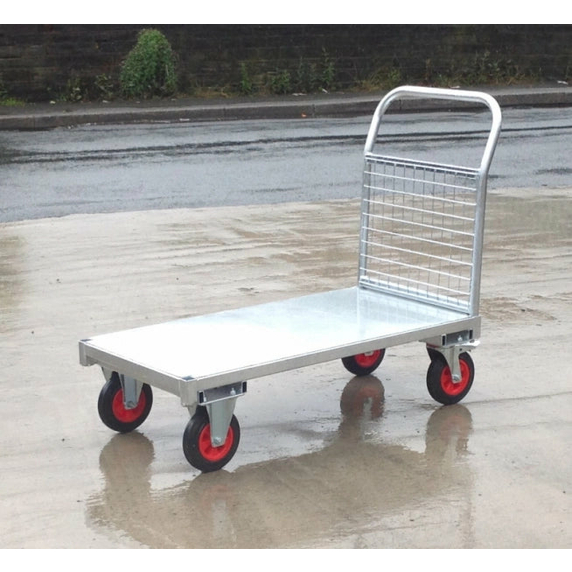 1000 x 700mm Galvanised Mesh End Platform Truck - 500kg