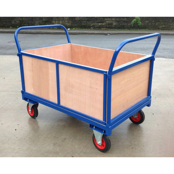 1220 x 610mm Platform Truck with Timber Sides - 500kg