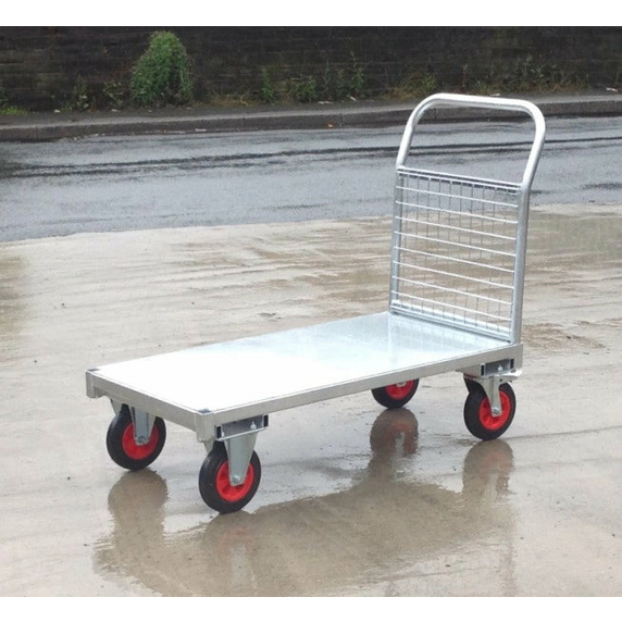 1500 x 750mm Galvanised Mesh End Platform Truck - 500kg